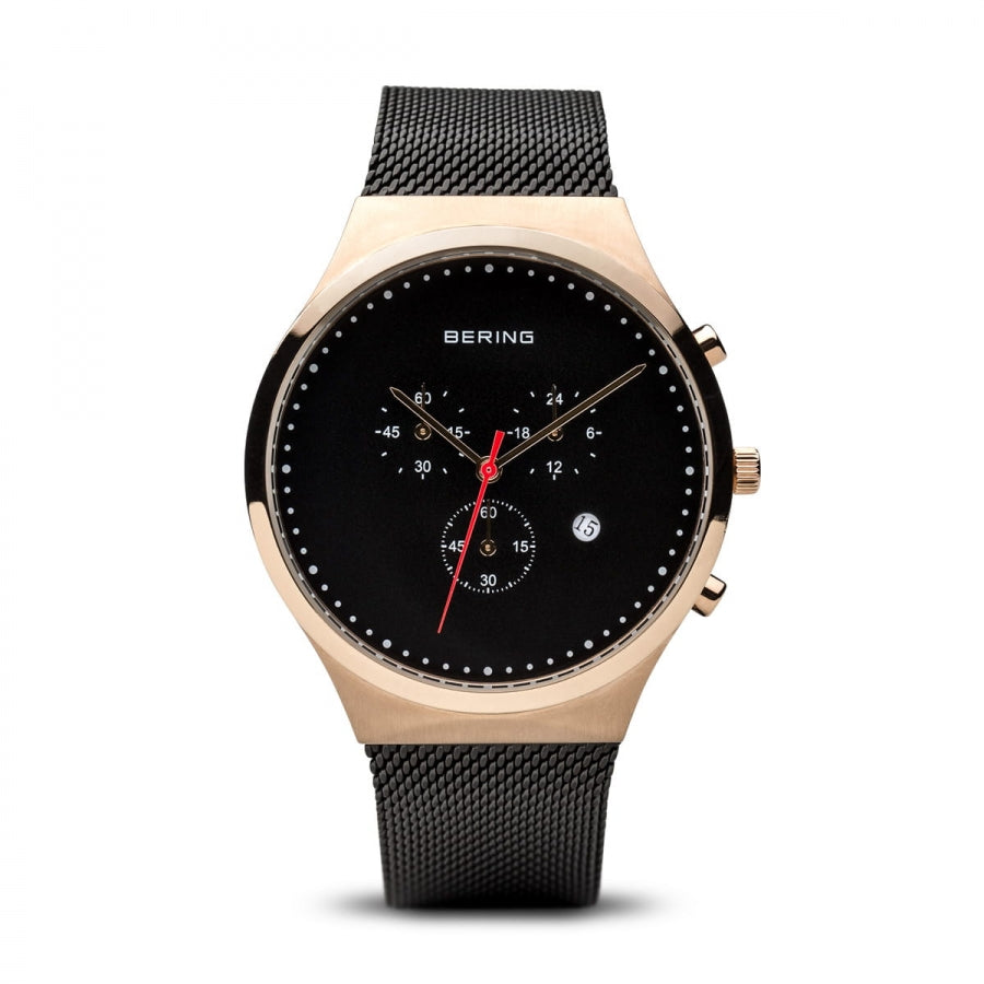 Bering 14740-166 watch for man with a black dial and stainless steel strap.