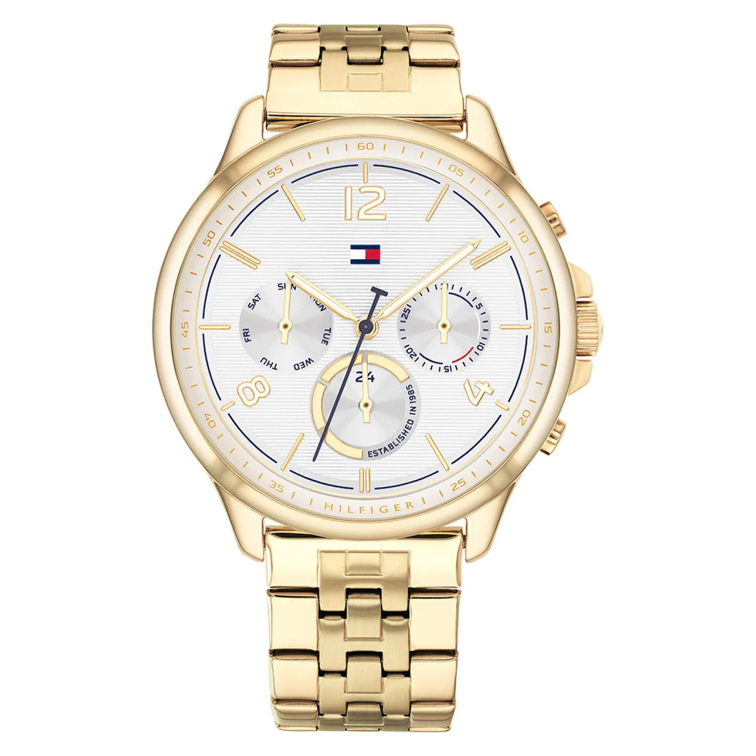 Tommy Hilfiger 1782223 watch for women with a white dial and stainless steel strap.