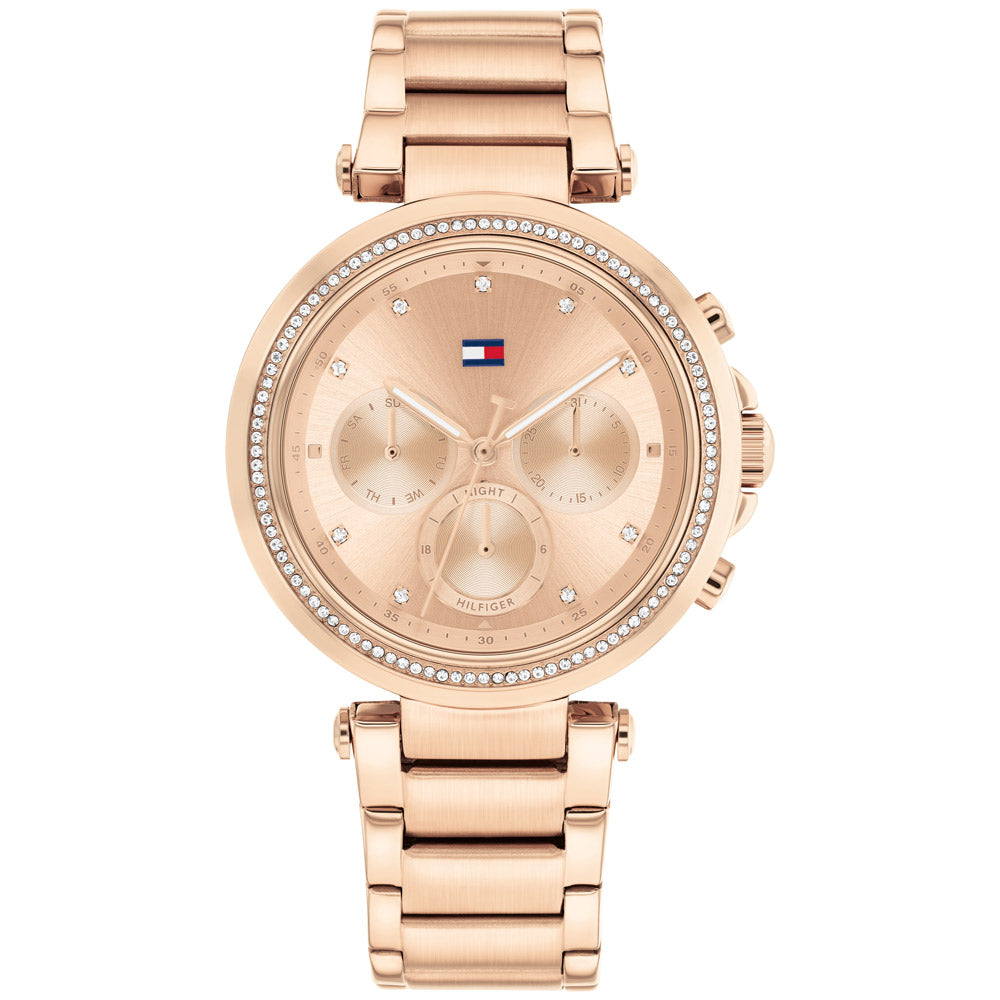 Tommy Hilfiger 1782705 watch for women with a rose gold dial and stainless steel strap.