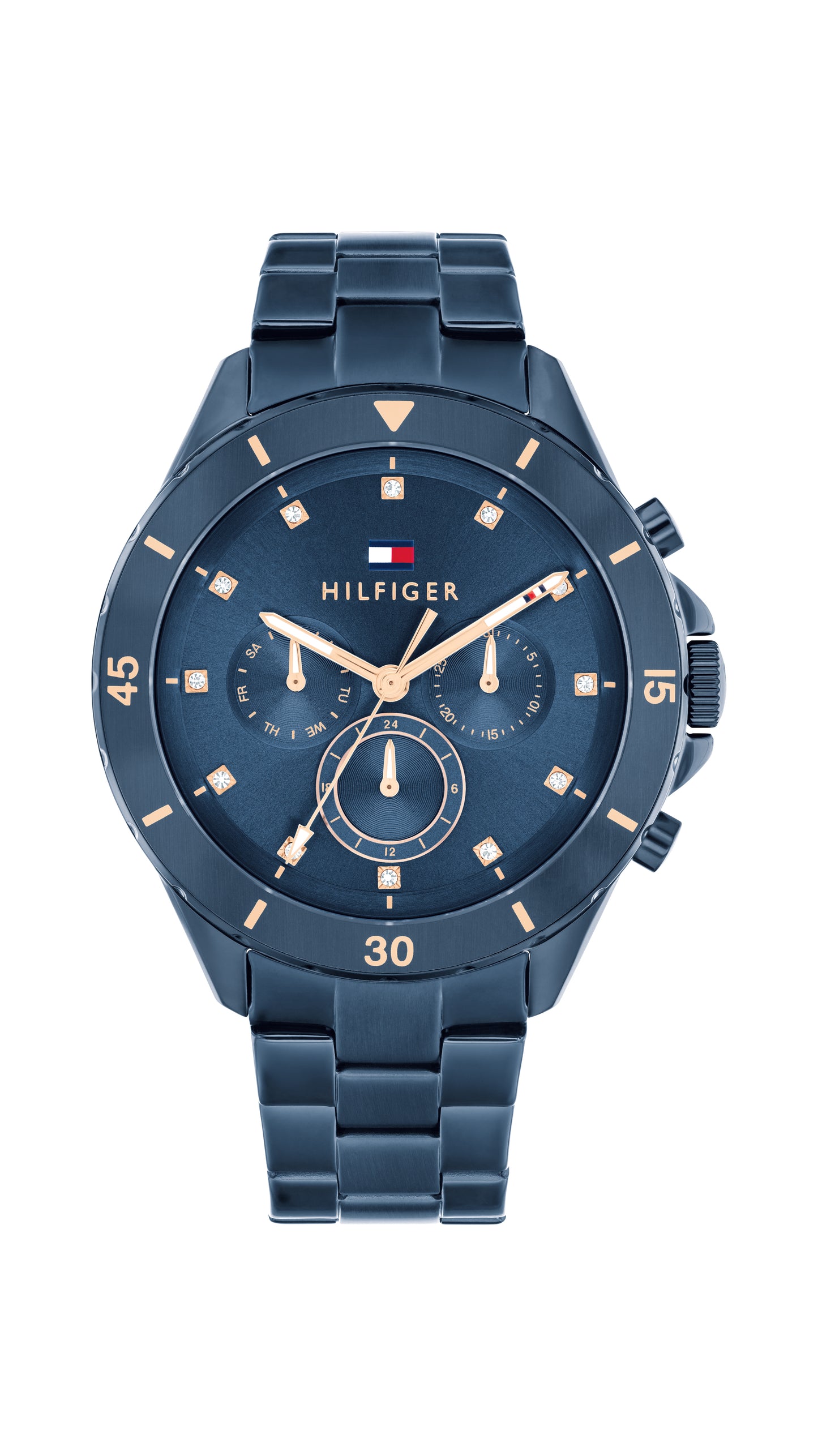 Tommy Hilfiger 1782743 watch for women with a blue dial and stainless steel strap.