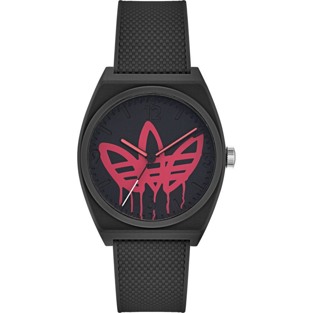 Adidas AOST22039 watch for unisex with a black dial and silicone strap.