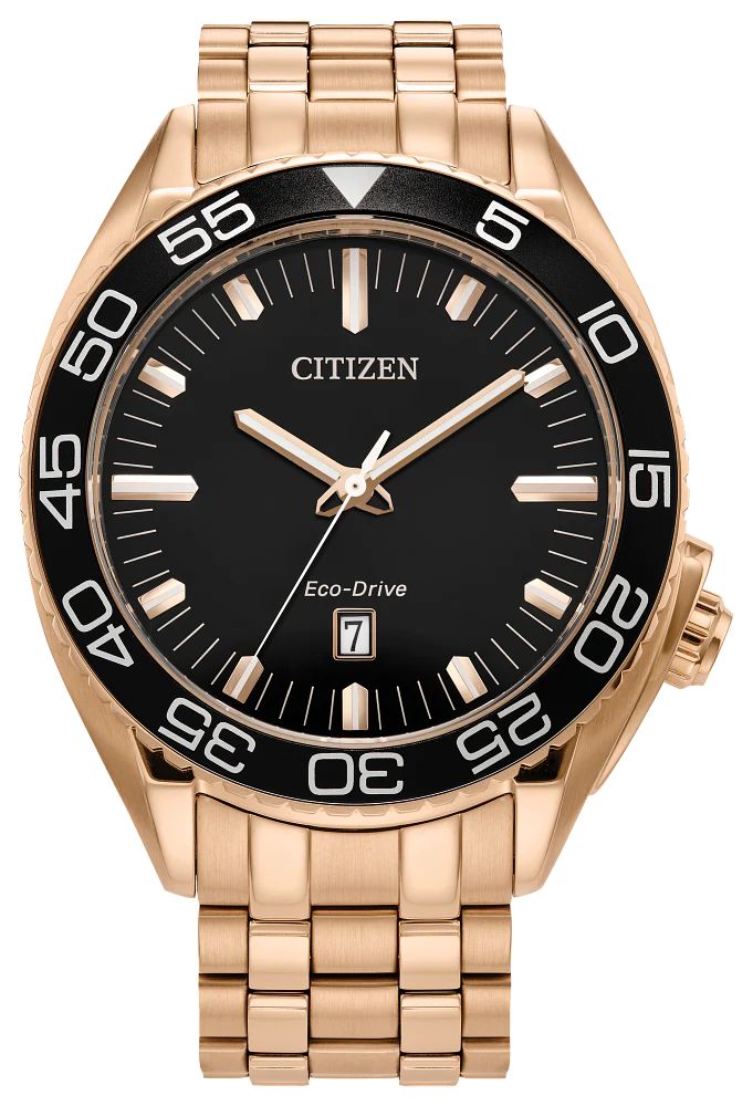 Citizen AW1773-55E watch for man with a black dial and stainless steel strap.