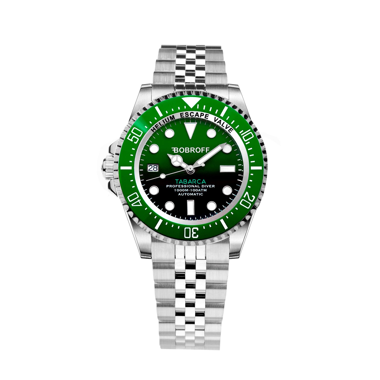 Bobroff BF0002ibv-BFSTJ watch for man with a green dial and stainless steel strap.