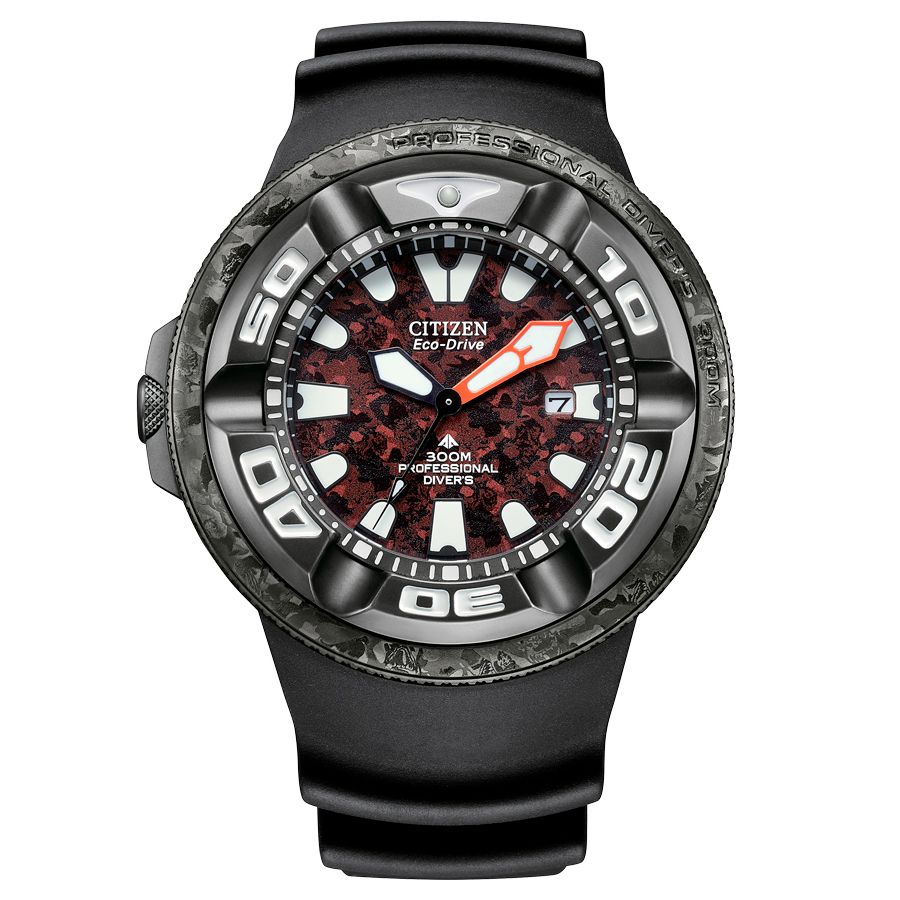 Citizen BJ8059-03Z watch for man with a red dial and rubber strap.