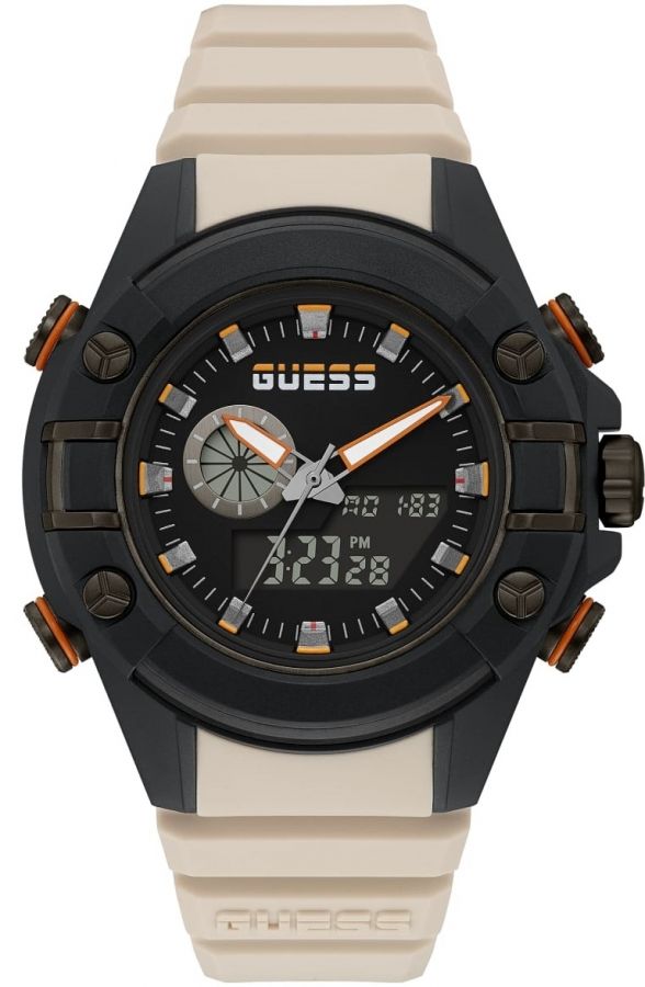 Guess GW0269G1 watch for man with a black dial and resin strap.