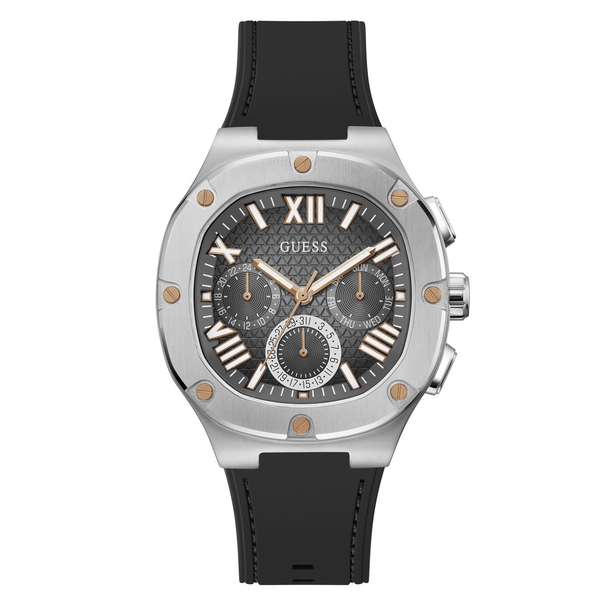 Guess GW0571G1 watch for man with a grey dial and silicone strap.