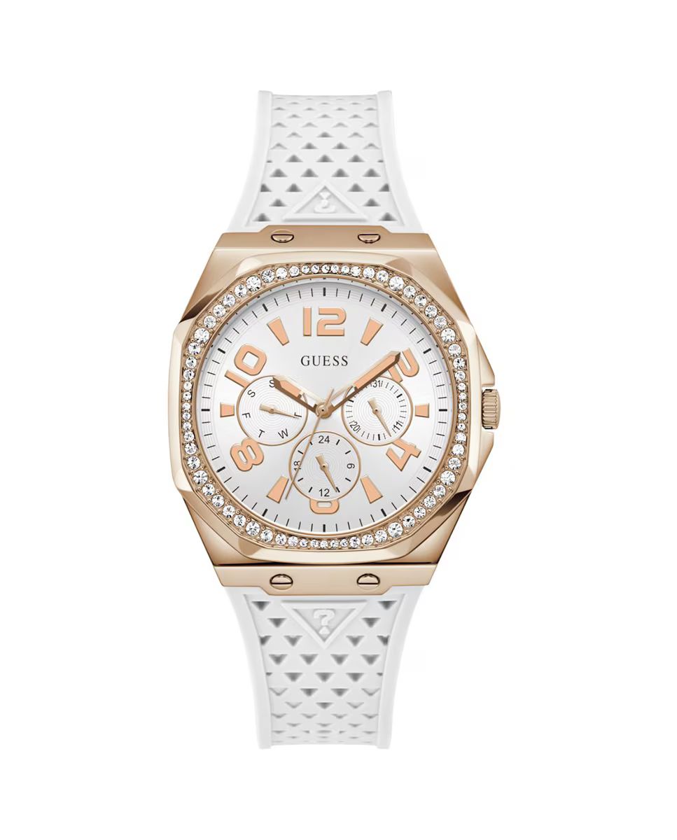 Guess GW0694L3 watch for women with a white dial and silicone strap.