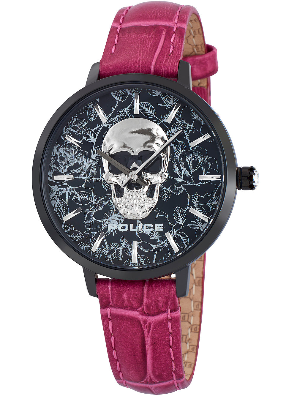 Police PL16032MSB-02 watch for women with a black dial and leather strap.