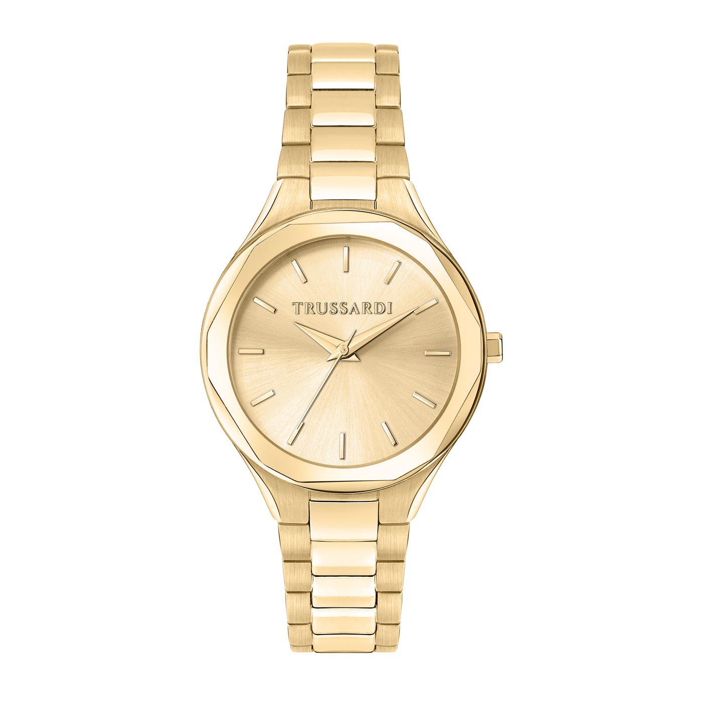 Trussardi R2453157505 watch for women with a gold dial and metal strap.