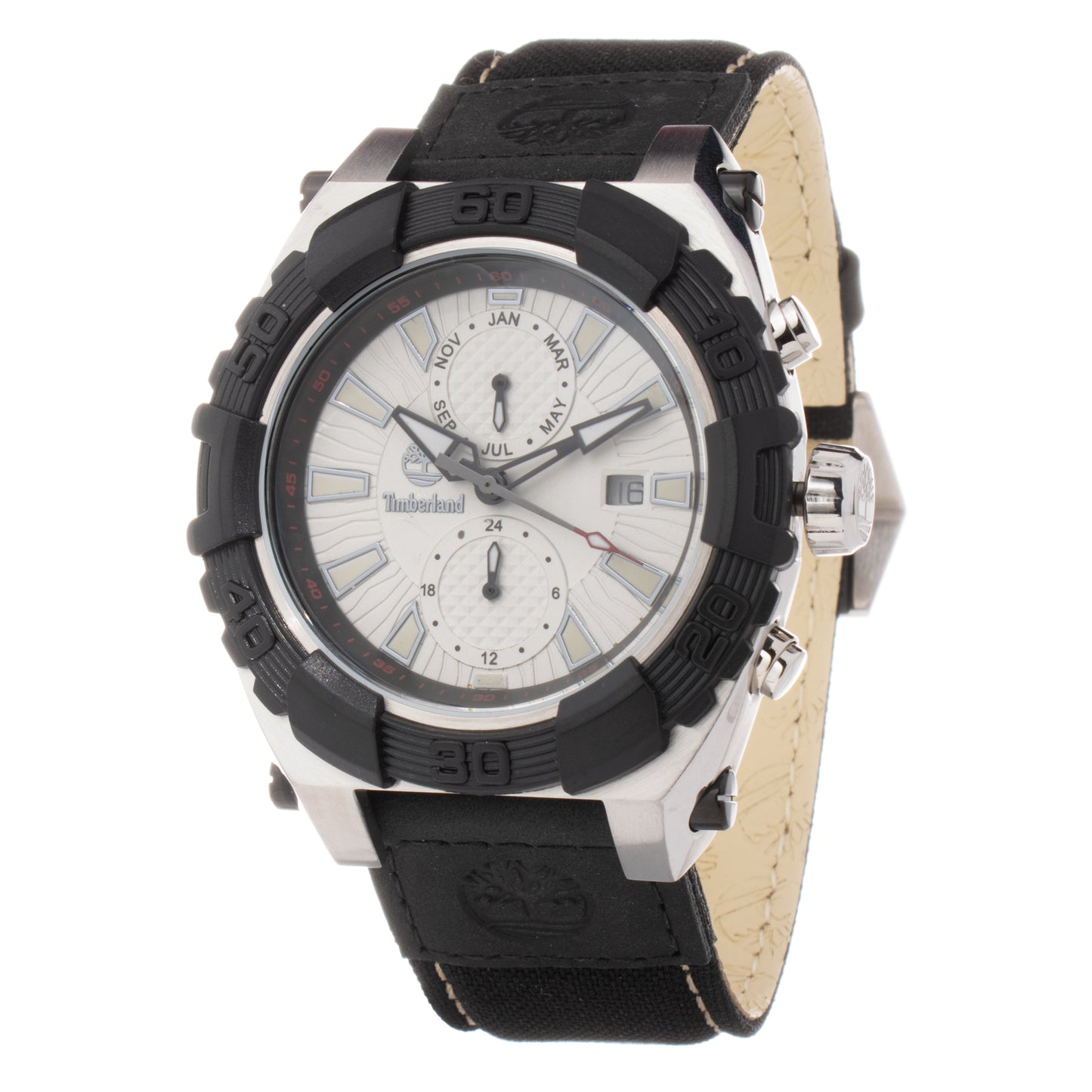 Timberland TBL133317JS-11NNN watch for man with a white dial and leather strap.