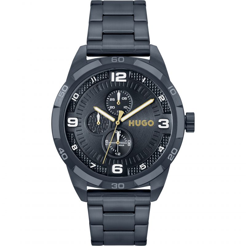 Hugo 1530278 watch for man with a navy blue dial and stainless steel strap.