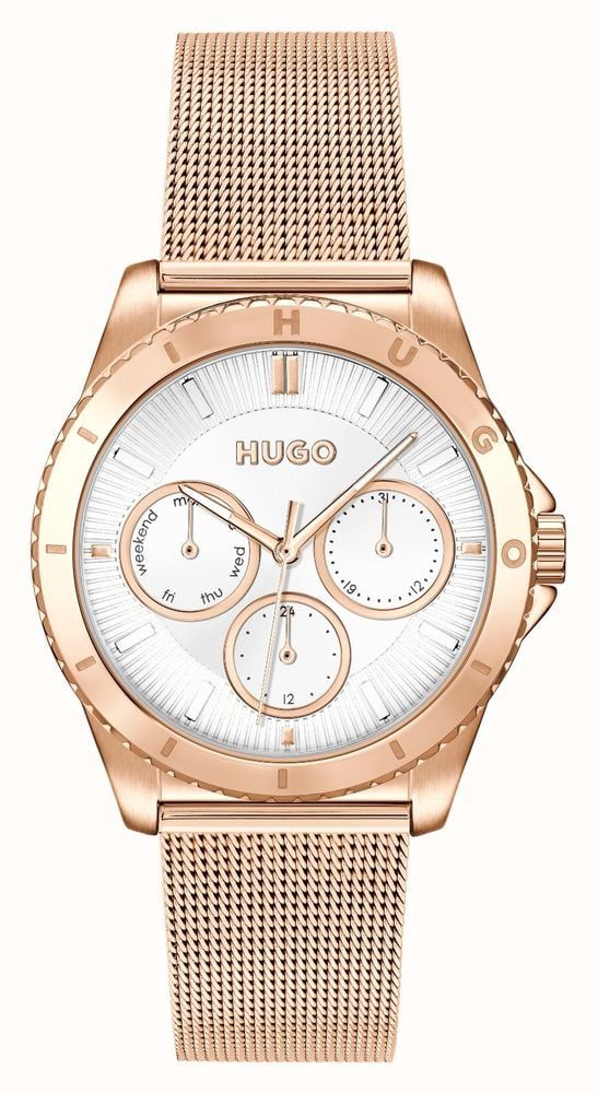 Hugo 1540161 watch for women with a white dial and stainless steel strap.