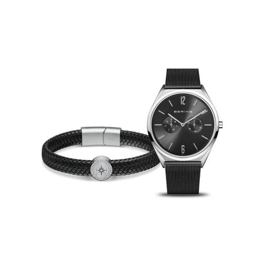 Bering 17140-102-GWP watch for man with a black dial and stainless steel strap.