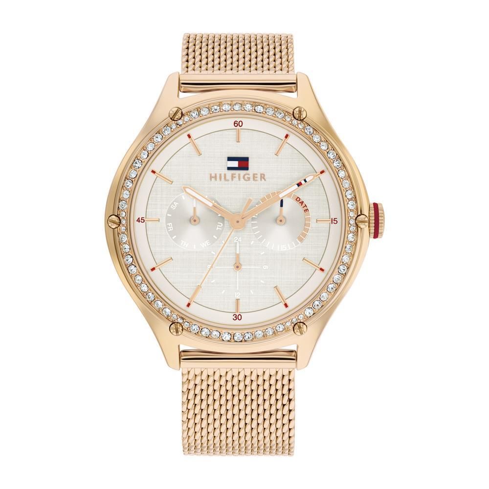 Tommy Hilfiger 1782653 watch for women with a beige dial and stainless steel strap.