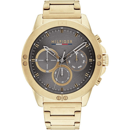 Tommy Hilfiger 1791891 watch for man with a black dial and steel strap.