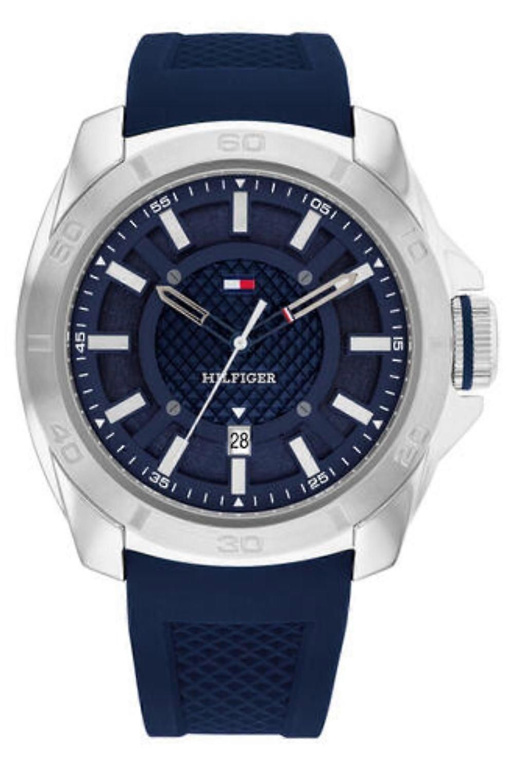 Tommy Hilfiger 1792134 watch for man with a blue dial and silicone strap.