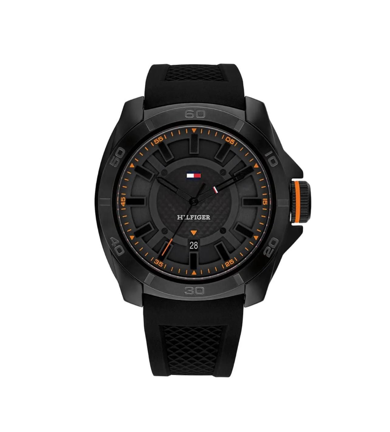 Tommy Hilfiger 1792137 watch for man with a blue dial and silicone strap.