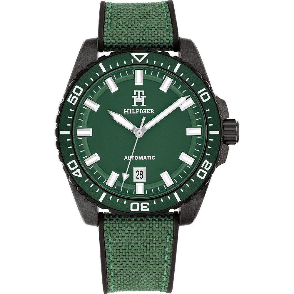Tommy Hilfiger 1792161 watch for man with a green dial and nylon strap.
