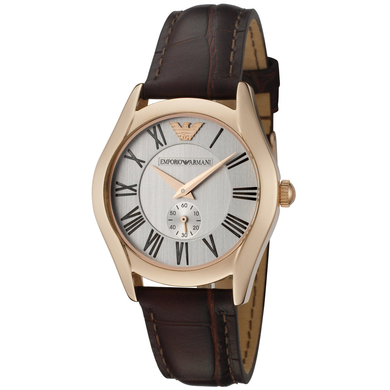 Armani AR0678 watch for woman with a grey dial and fur strap.