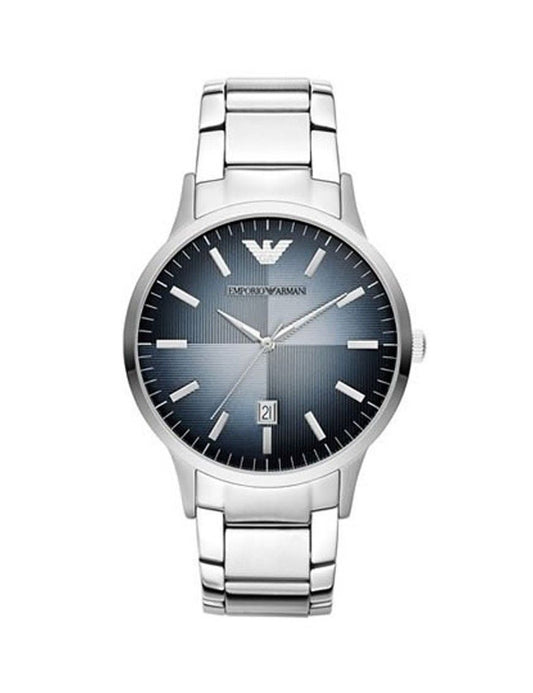 Armani AR2472 watch for man with a blue dial and stainless steel strap.