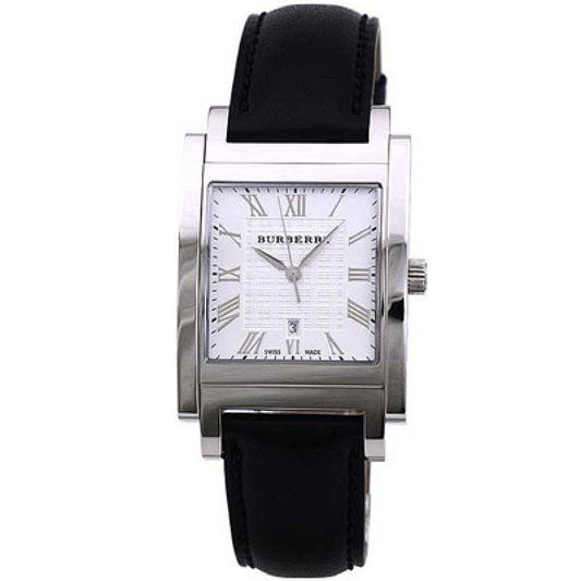 Burberry BU1554 watch for man with a white dial and leather strap.