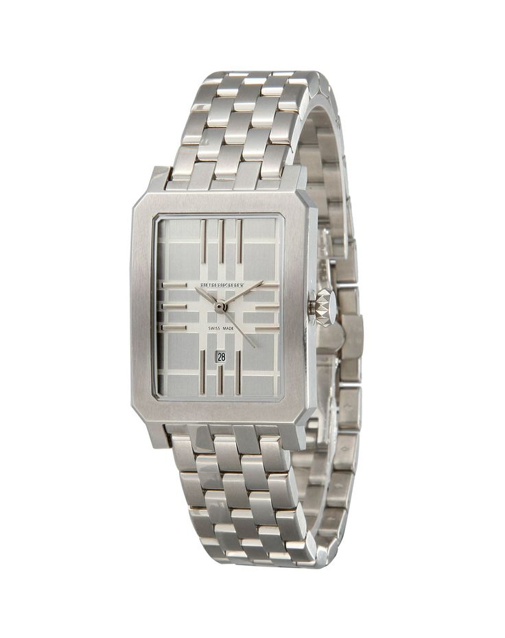 Burberry BU1901 watch for man with a grey dial and stainless steel strap.