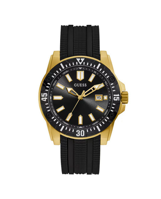 Guess GW0055G4 watch for man with a black dial and silicone strap.