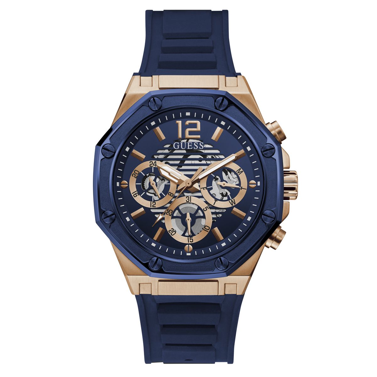 Guess GW0263G2 watch for unisex with a blue dial and silicone strap.