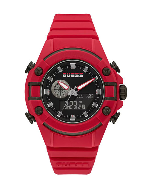 Guess GW0269G5 watch for man with a black dial and silicone strap.