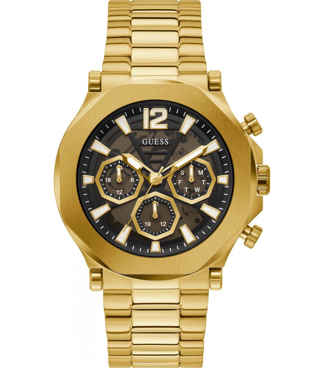 Guess GW0539G2 watch for man with a black dial and stainless steel strap.