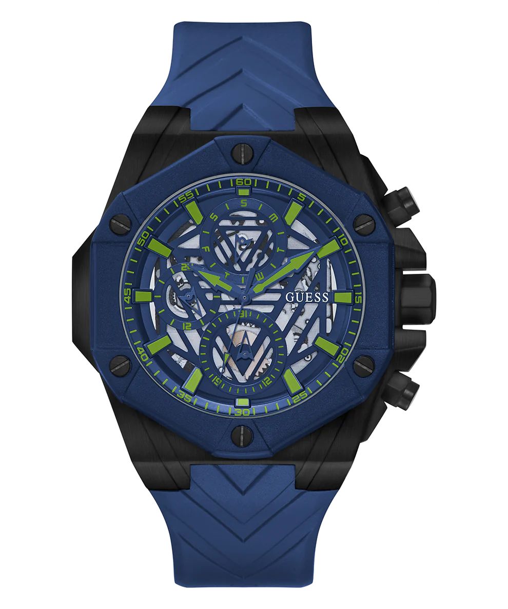 Guess GW0579G3 watch for man with a blue dial and silicone strap.