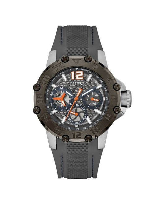 Guess GW0640G1 watch for man with a grey dial and silicone strap.