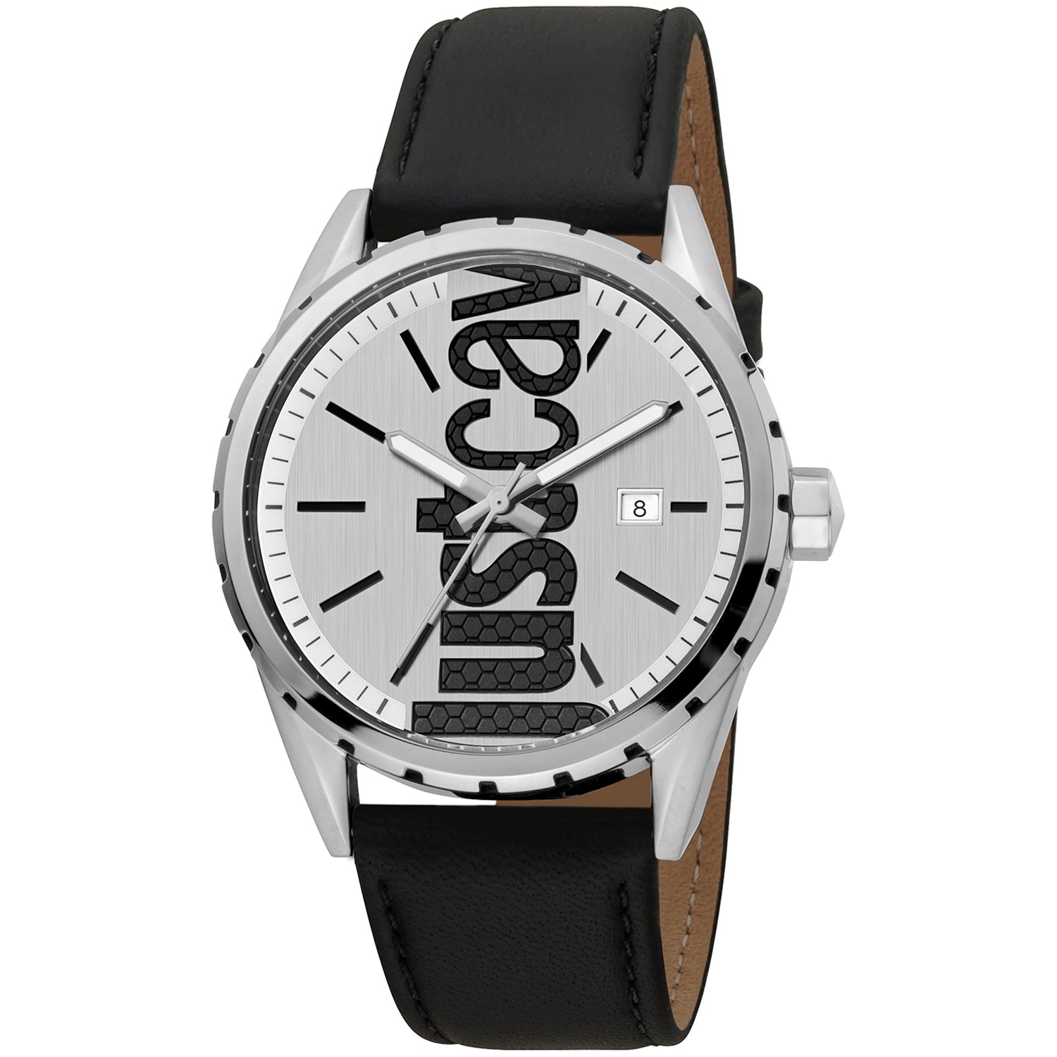 Just Cavalli JC1G082L0105 watch for man with a grey dial and leather strap.