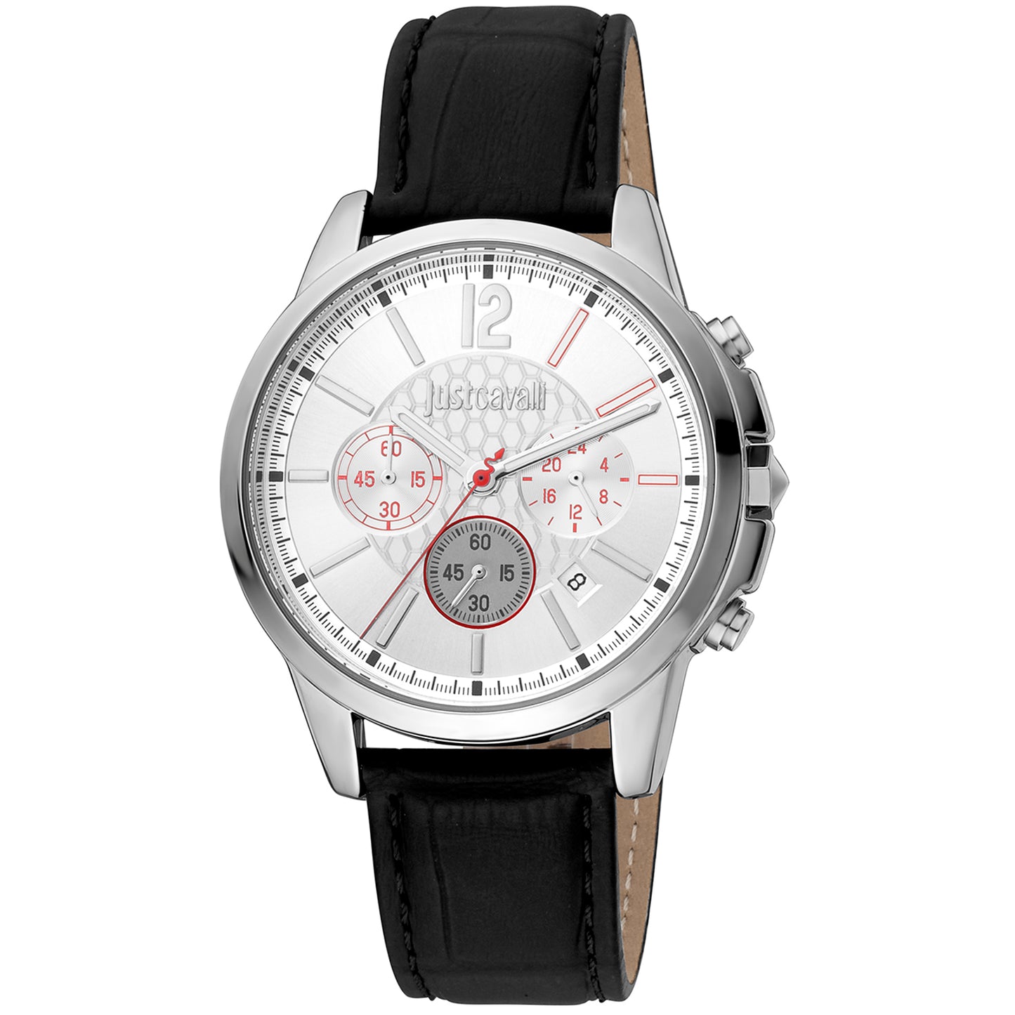 Just Cavalli JC1G175L0215 watch for man with a grey dial and leather strap.
