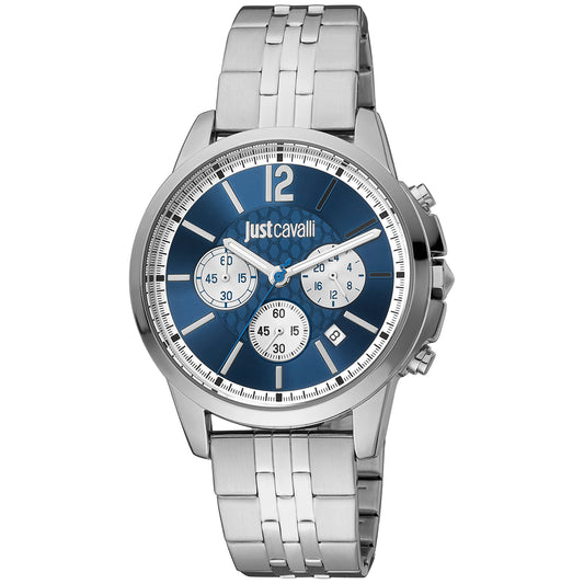 Just Cavalli JC1G175M0265 watch for man with a blue dial and stainless steel strap.