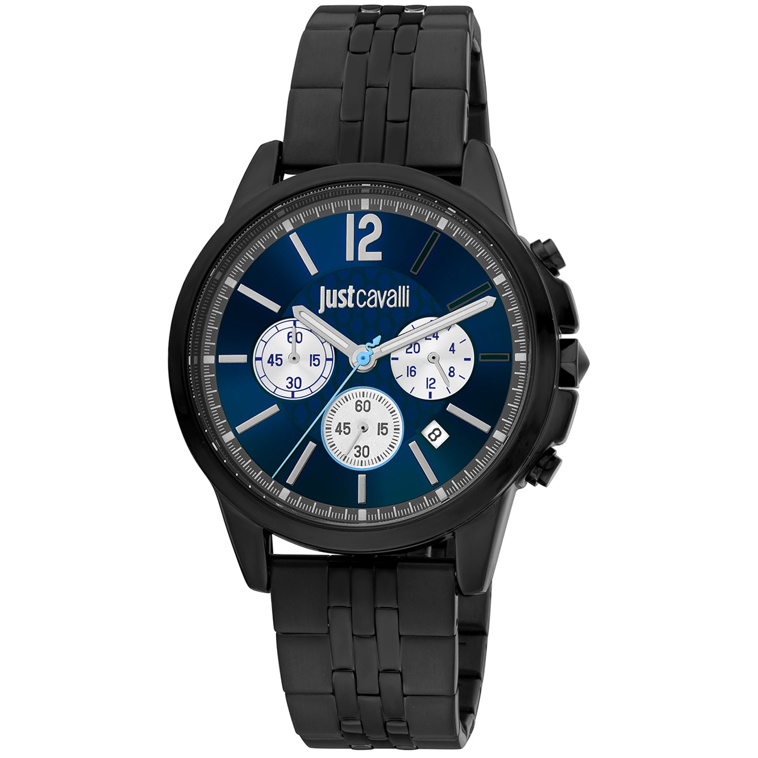 Just Cavalli JC1G175M0275 watch for man with a blue dial and stainless steel strap.