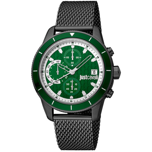 Just Cavalli JC1G215M0065 watch for man with a green dial and stainless steel strap.