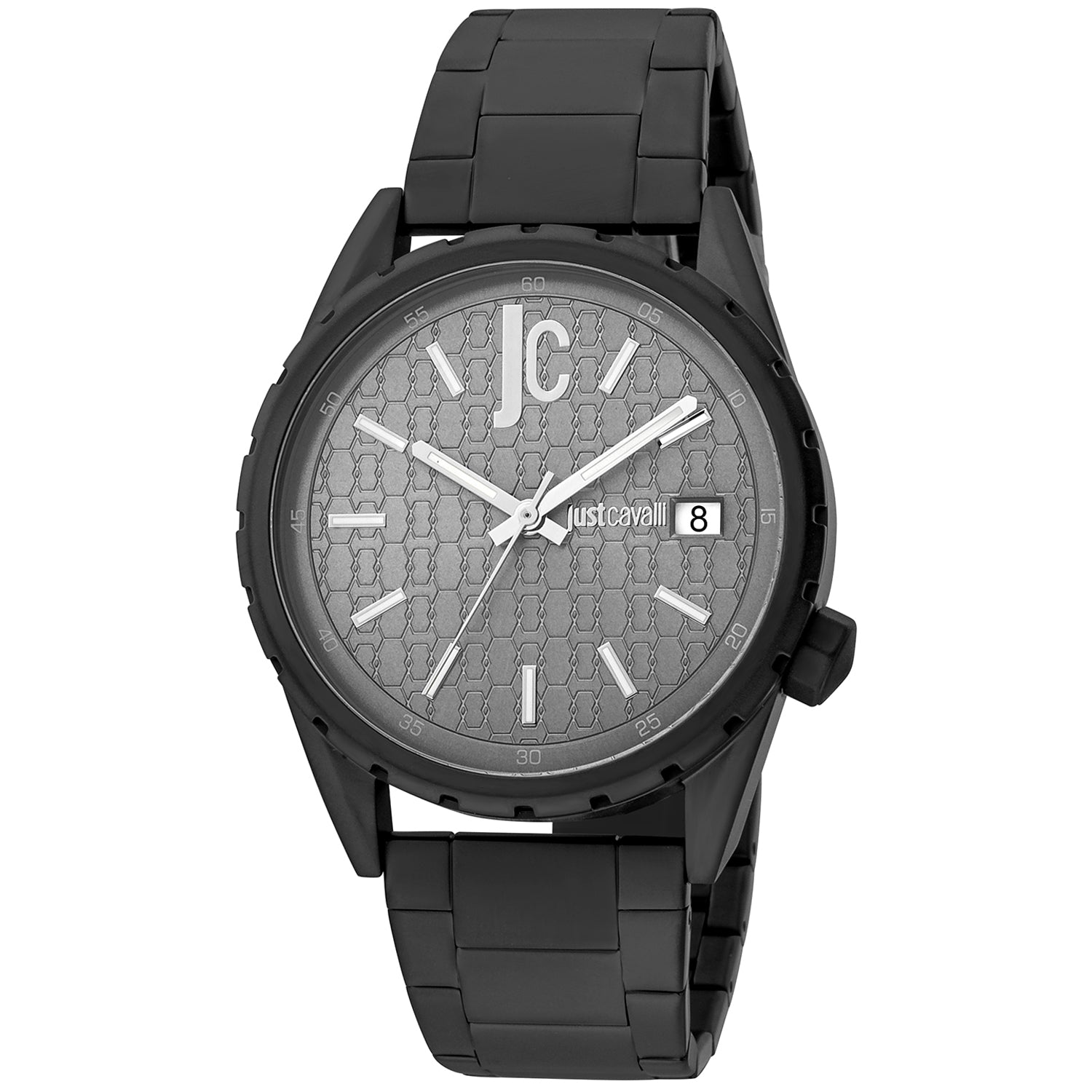 Just Cavalli JC1G217M0075 watch for man with a grey dial and stainless steel strap.