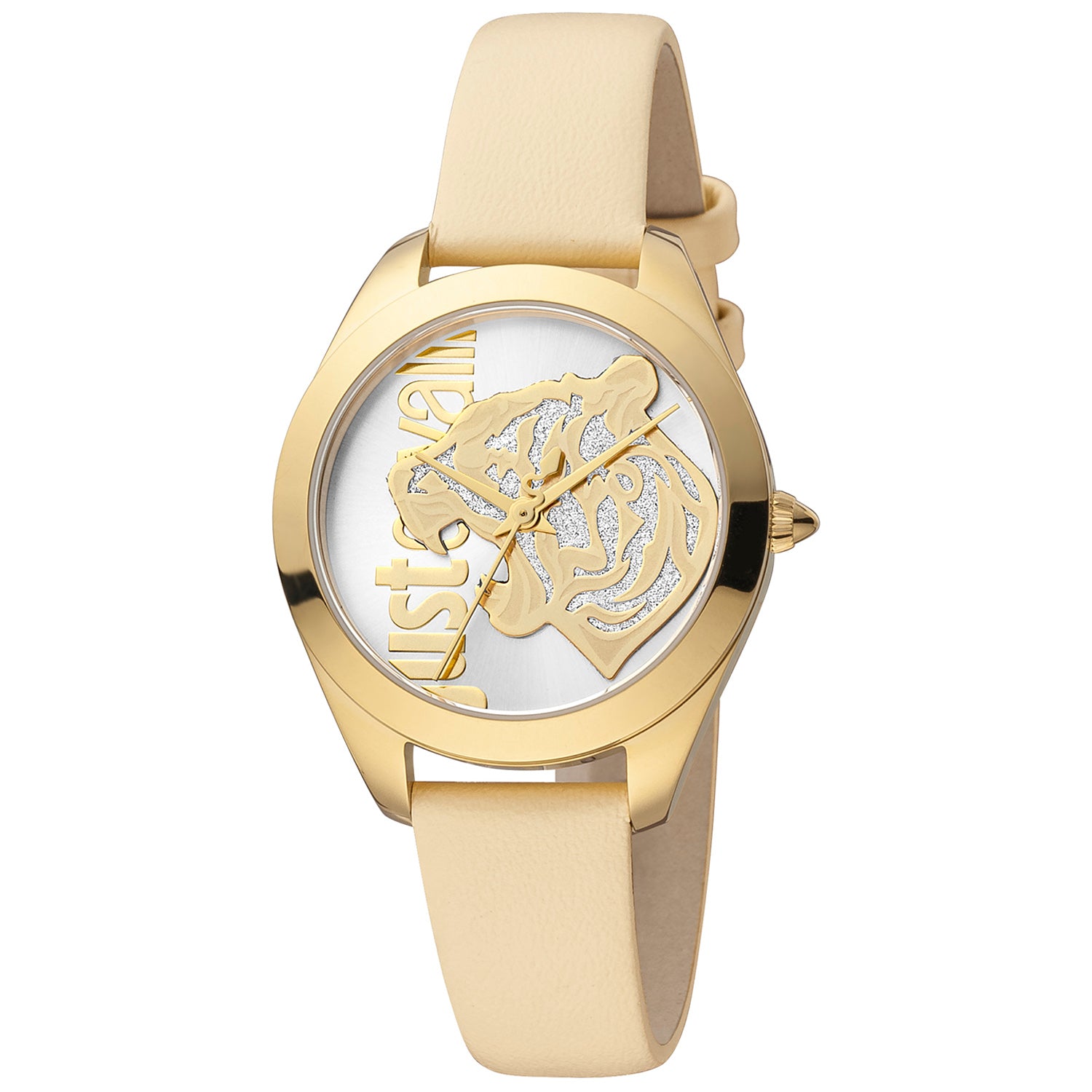 Just Cavalli JC1L210L0015 watch for women with a grey dial and leather strap.