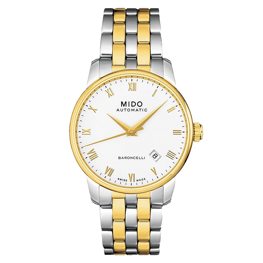 Mido M86009261 watch for man with a white dial and stainless steel strap.
