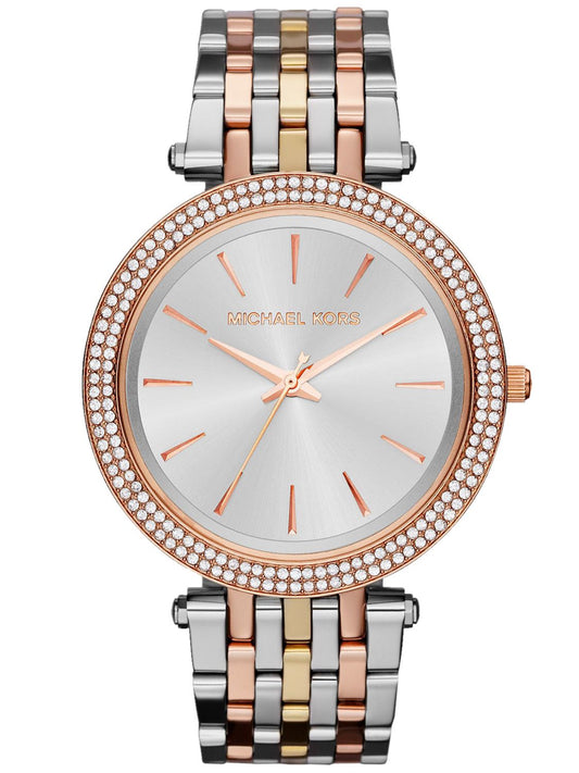 Michael Kors MK3203 watch for woman with a silver dial and steel strap.