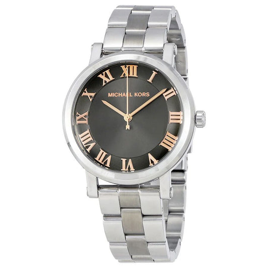 Michael Kors MK3559 watch for women with a black dial and stainless steel strap.
