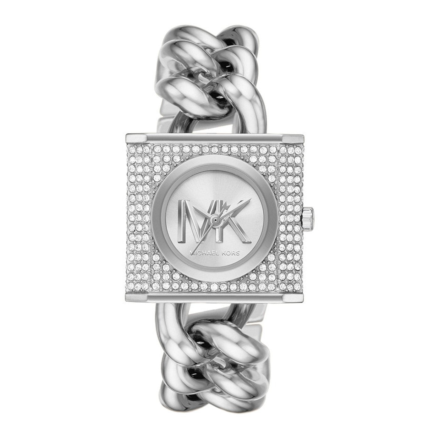 Michael Kors MK4718 watch for women with a grey dial and stainless steel strap.