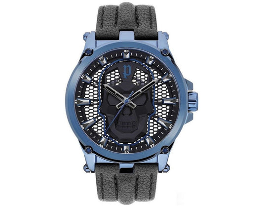 Police PEWJA2108202 watch for man with a black dial and leather strap.