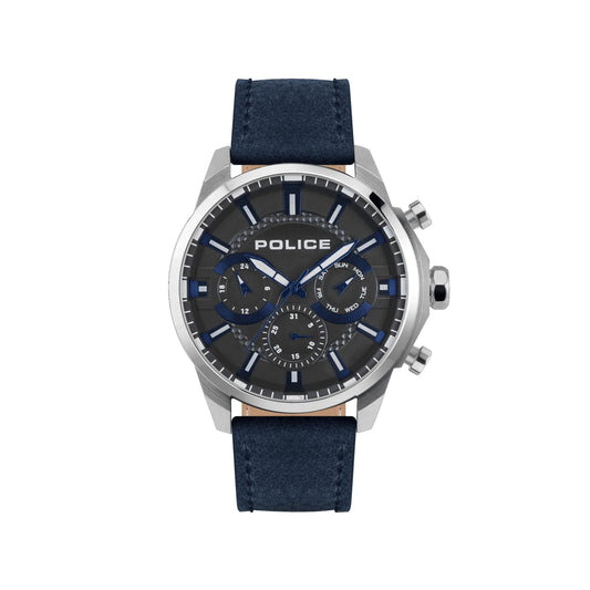 Police PEWJF2204206 watch for man with a grey dial and leather strap.
