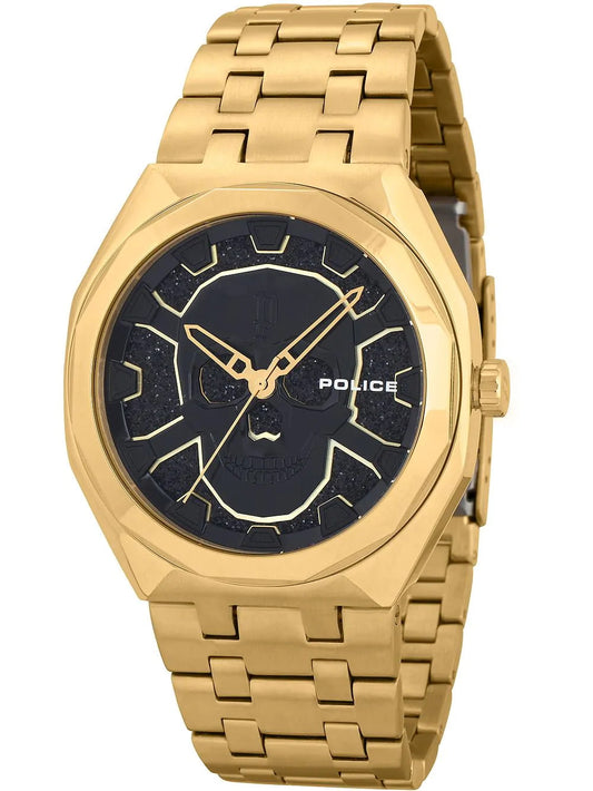 Police PEWJG2110703 watch for man with a black dial and stainless steel strap.