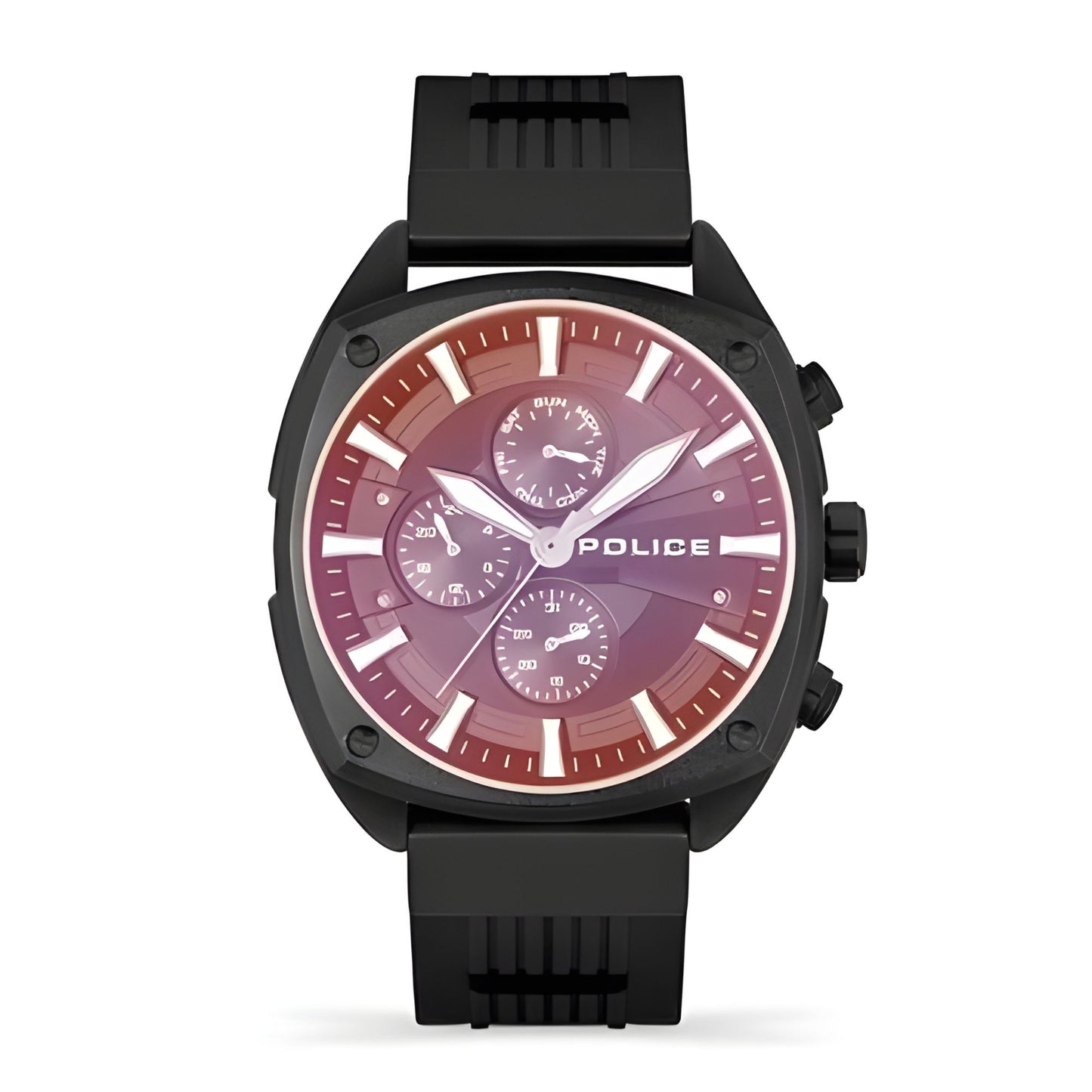Police PEWJQ2007302 watch for man with a black dial and silicone strap.