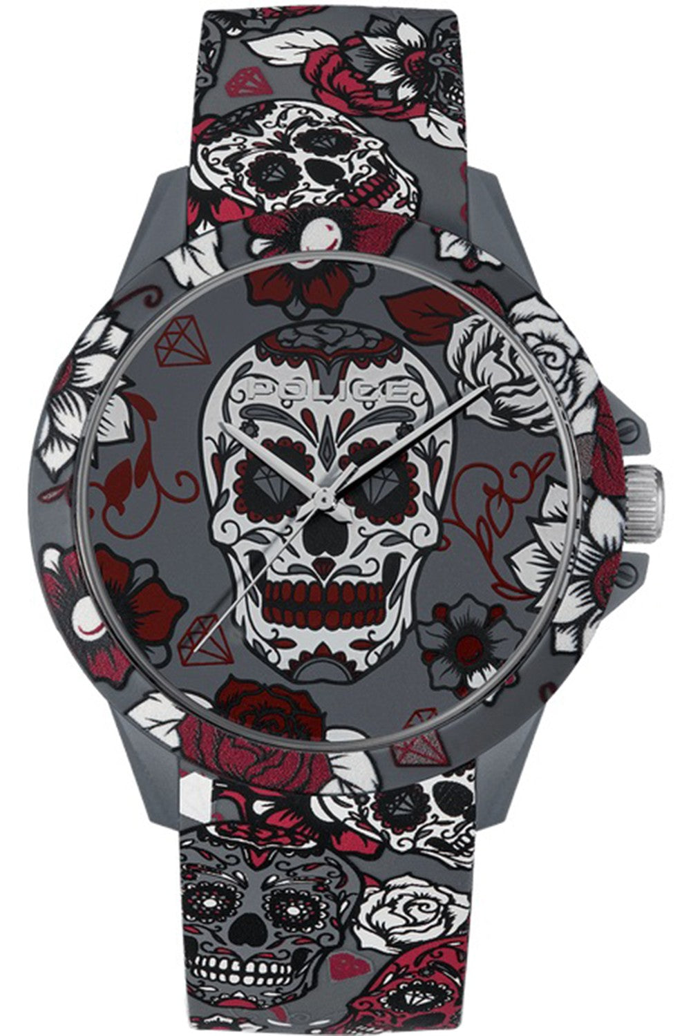 Police PEWUM2119560 watch for man with a grey dial and silicone strap.