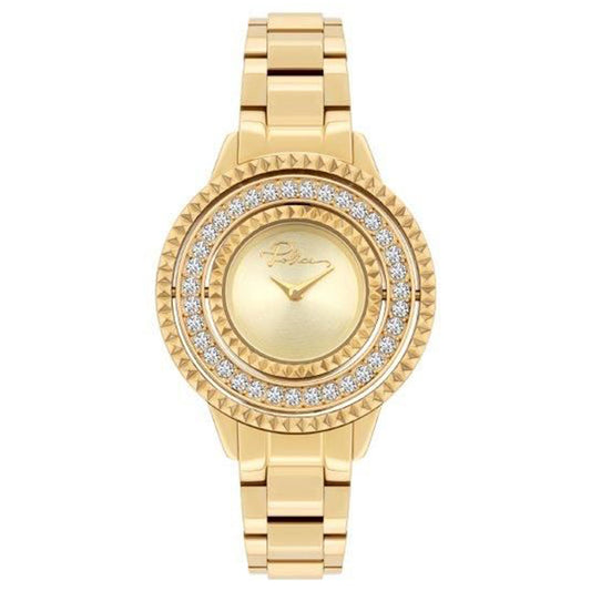 Police PL.16037BSG-22M watch for man with a golden dial and stainless steel strap.