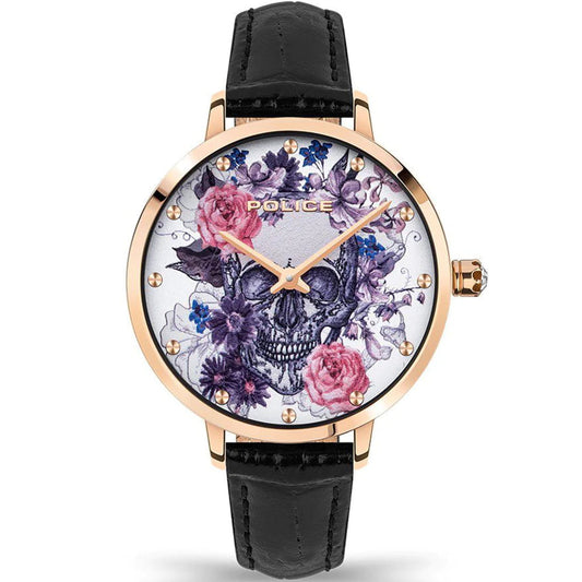 Police PL16032MSR-01 watch for women with a multicolored dial and leather strap.